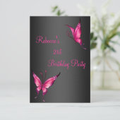 Butterflies 21e verjaardag Pink Black Kaart (Staand voorkant)