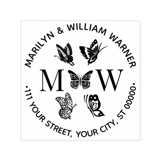 Butterflies #4 Couple 2 Initial Address NF Zelfinktende Stempel (Design)