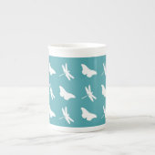 Butterflies and Dragonflies Teal Pattern Porselein Kop (Voorkant)