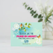 Butterflies and Flower Blossom Beatitude Quote Briefkaart (Staand voorkant)