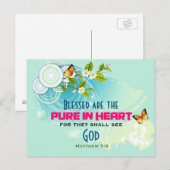 Butterflies and Flower Blossom Beatitude Quote Briefkaart (Voorkant / Achterkant)