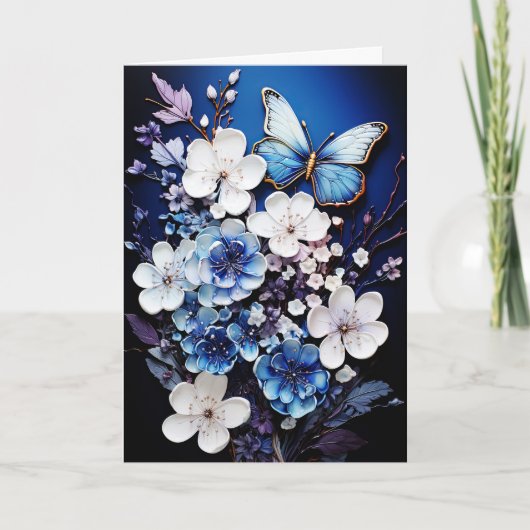 Butterflies and Flowers Blank Note Greeting Card Kaart (Voorkant)