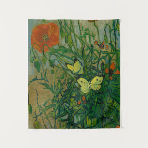 Butterflies and Poppies, 1889 by Vincent van Gogh Wandkleed
