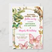 Butterflies and Reptiles Joint Sibling Birthday Kaart (Voorkant)