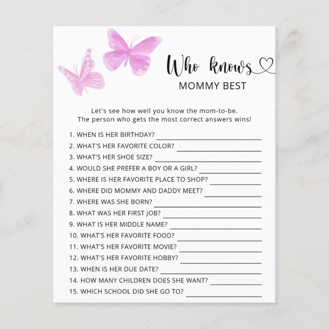 Butterflies baby shower, die mama het beste kent (Voorkant)