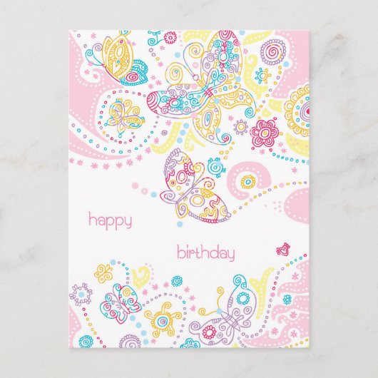 Butterflies Birthday Briefkaart (Voorkant)
