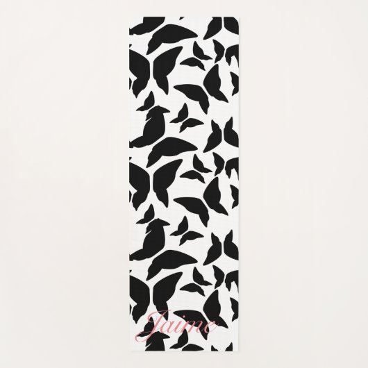 Butterflies Black Pattern Yoga Mat (Voorkant)
