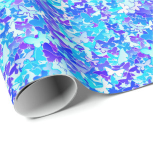 Butterflies, blauw, turquoise, lavender cadeaupapier