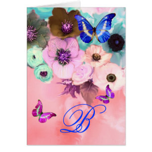BUTTERFLIES, BLAUWGROEN ROZEN PINK EN ANEMONSENSTR