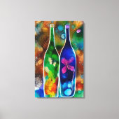 Butterflies, bloemen en flessen canvas afdruk (Voorkant)