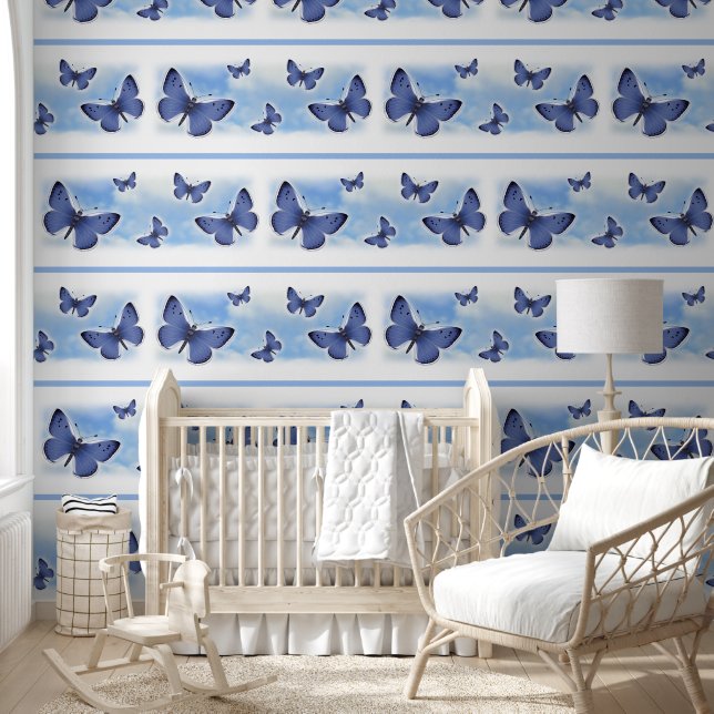 Butterflies Blue Behang (Kinderen)