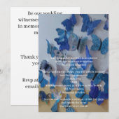 Butterflies Blue Wedding Invitation Kaart (Voorkant / Achterkant)