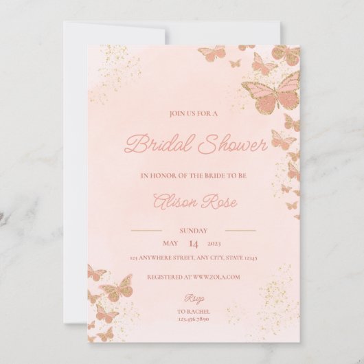 Butterflies Bridal Shower Invitation Kaart (Voorkant)