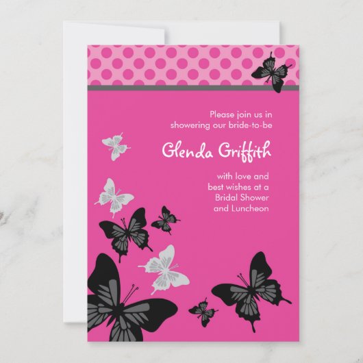 Butterflies Bridal Shower Invitation Kaart (Voorkant)