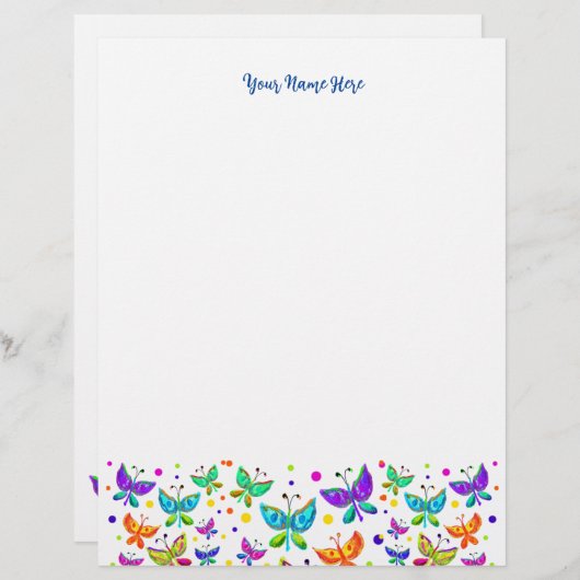 Butterflies Bright Colour Boho Letterhead Briefhoofd (Voorkant / Achterkant)