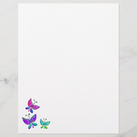  Butterflies Bright Colour Boho Letterhead Briefhoofd (Achterkant)