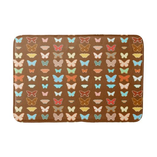 Butterflies, bruin, turquoise en koraal badmat (Voorkant)