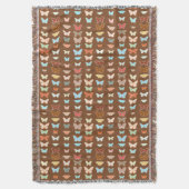 Butterflies, bruin, turquoise en koraal deken (Voorkant Verticaal)