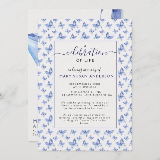 Butterflies Celebration of Life Memorial Kaart (Voorkant / Achterkant)