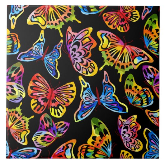Butterflies Ceramic Tile Tegeltje (Voorkant)
