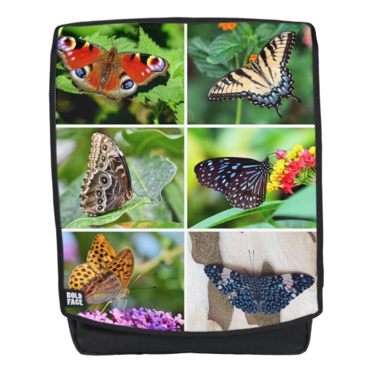 Butterflies Collage Peacock Blue Tiger Swallowtail Rugtassen (Voorkant)