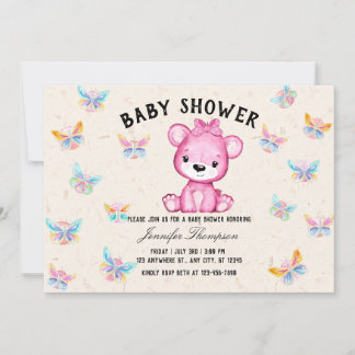 Butterflies & Cute Beer Baby shower Kaart
