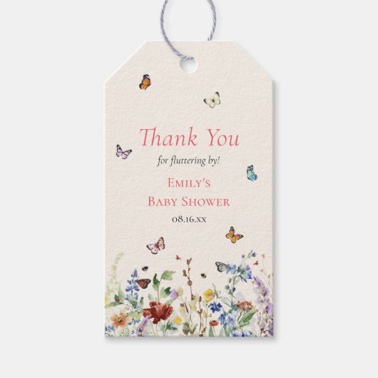 Butterflies Dank u Baby shower Cadeaulabel (Voorkant)
