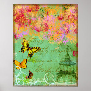 Butterflies Dansend op een Breeze Poster Print