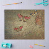 Butterflies die op het Oude Manuscript vorsen Tissuepapier (Craft)
