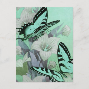  BUTTERFLIES DIE PIJNEN: ELEGANT AQUA BRIEFKAART