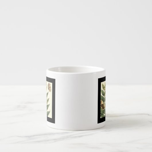 Butterflies en bladeren met zwart Lijst Espresso Kop (Voorkant)