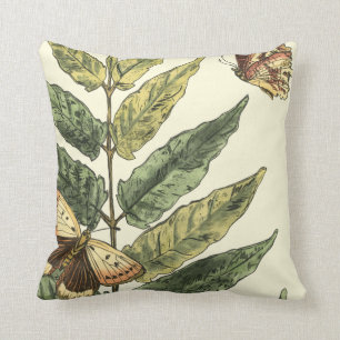 Butterflies en bladeren met zwart Lijst Kussen