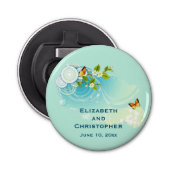 Butterflies en Bloedbloesems Weddenschap Button Flesopener (Voorkant)