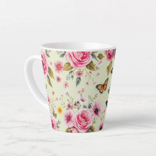 Butterflies en bloemen latte mok
