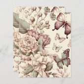 Butterflies en bloemen pasteldecor (Voorkant / Achterkant)