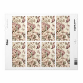 Butterflies en bloemen pasteldecor etiket (Full Sheet)