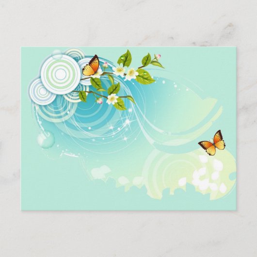 Butterflies en bloesems briefkaart (Voorkant)