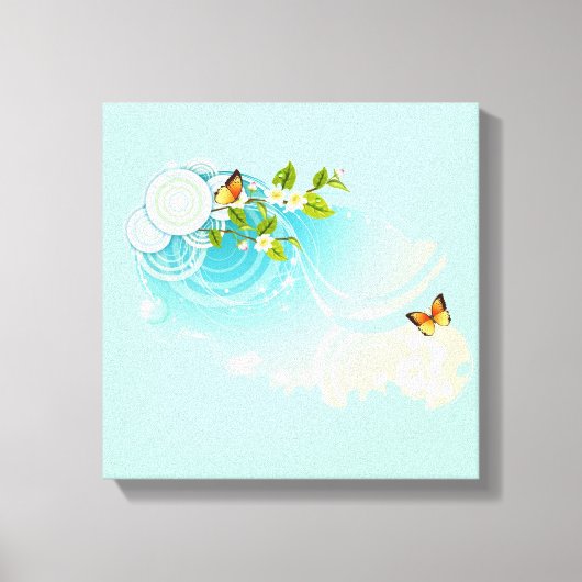Butterflies en bloesems canvas afdruk (Voorkant)
