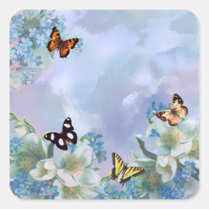 Butterflies en Blues Vierkante Sticker