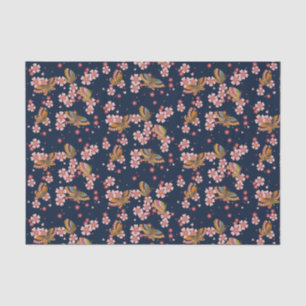 Butterflies en Cherry Blossom Showers Dusky Blue Tissuepapier