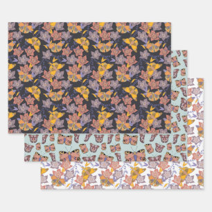 Butterflies- en Flowers-patroon Inpakpapier Vel