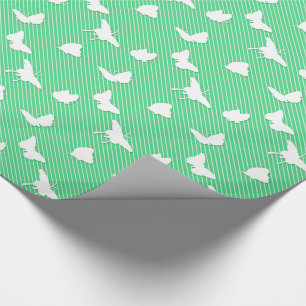 Butterflies en instripes - nertgroen cadeaupapier