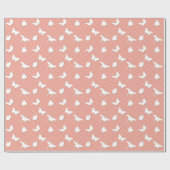 Butterflies en instripes - wit op perziken cadeaupapier (Vlak)