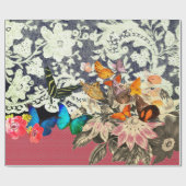 BUTTERFLIES EN LACE PINK Wrappapier Cadeaupapier (Vlak)