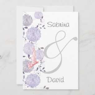Butterflies en Lavender Chrysanthemum Wedding Kaart