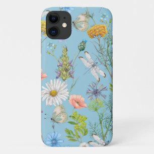 Butterflies en libellen op wilde bloemen iPhone 11 hoesje