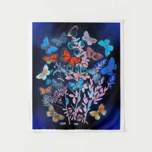 Butterflies en Motiden die over Bloemen fluiten Wandkleed