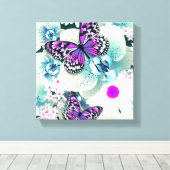 Butterflies en Orchids Canvas Afdruk (Insitu (Houten vloer))