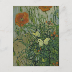 Butterflies en papavers van Vincent van Gogh Briefkaart