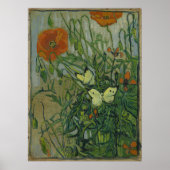 Butterflies en papavers van Vincent Van Gogh Poster (Voorkant)